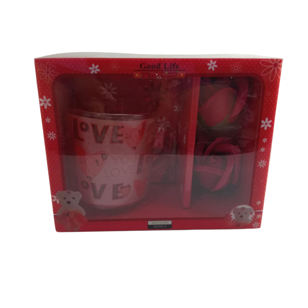 Caja con vaso y rosas perfumadas