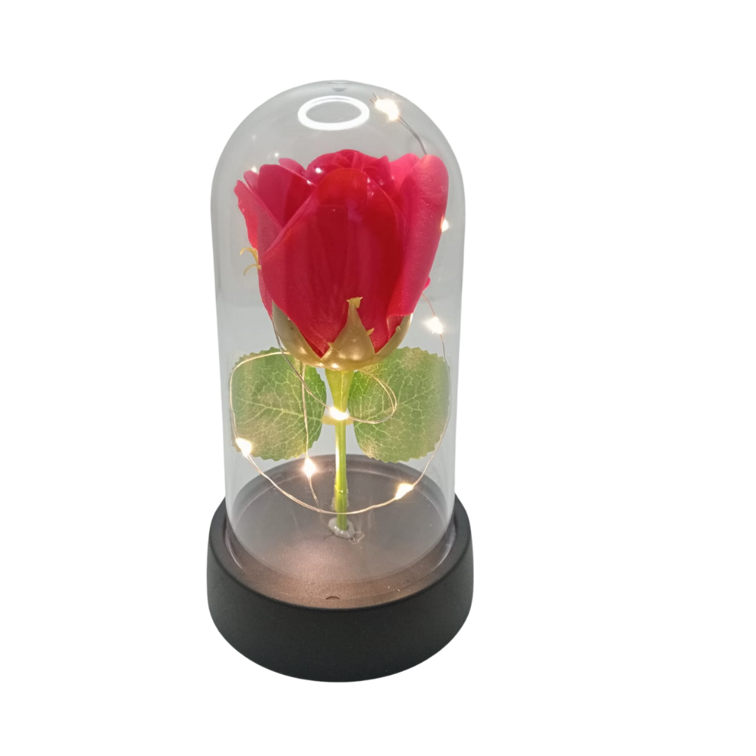 Urna de rosa eternal con luz pequeña