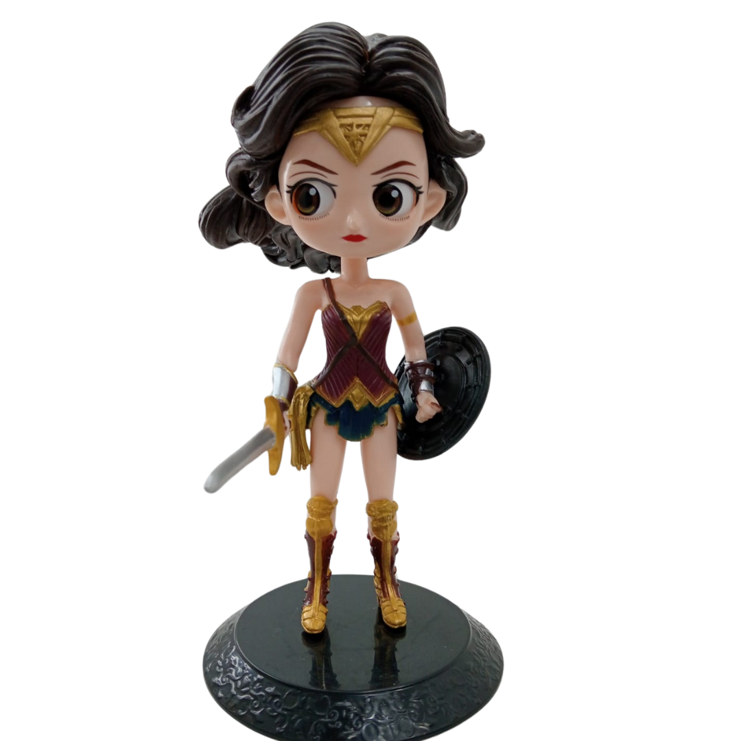 Figura coleccionable de la mujer maravilla y harley quinn