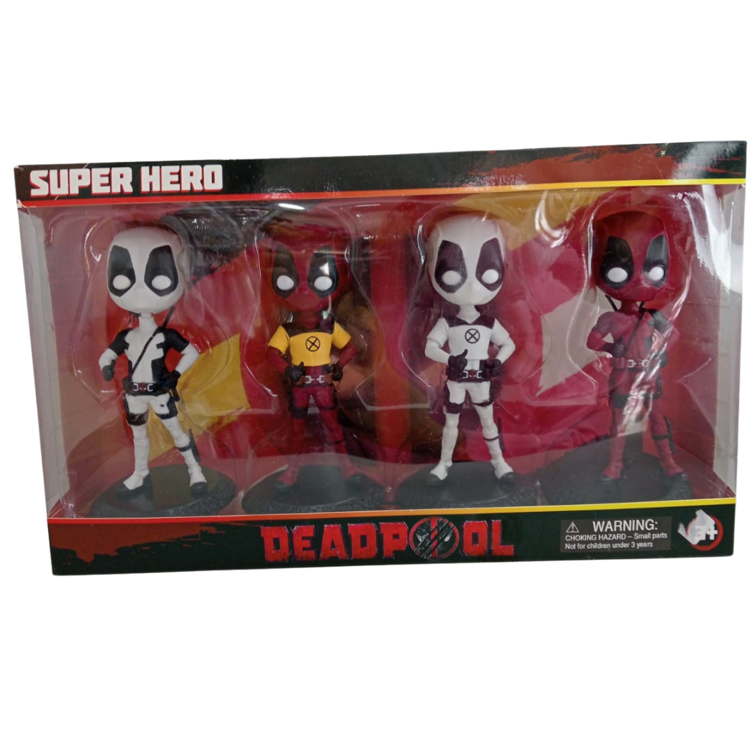 Caja x4 muñecos de deadpool