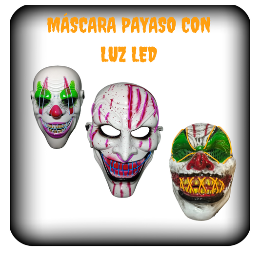 Máscara payaso con luz led