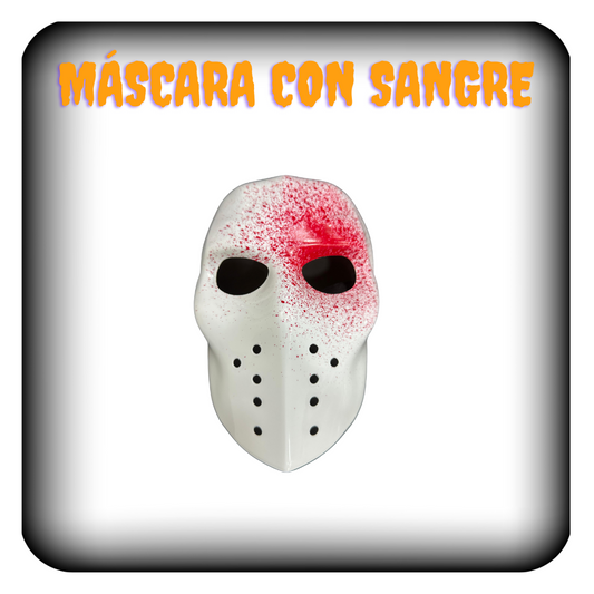 Mascara blanca con mancha de sangre artificial