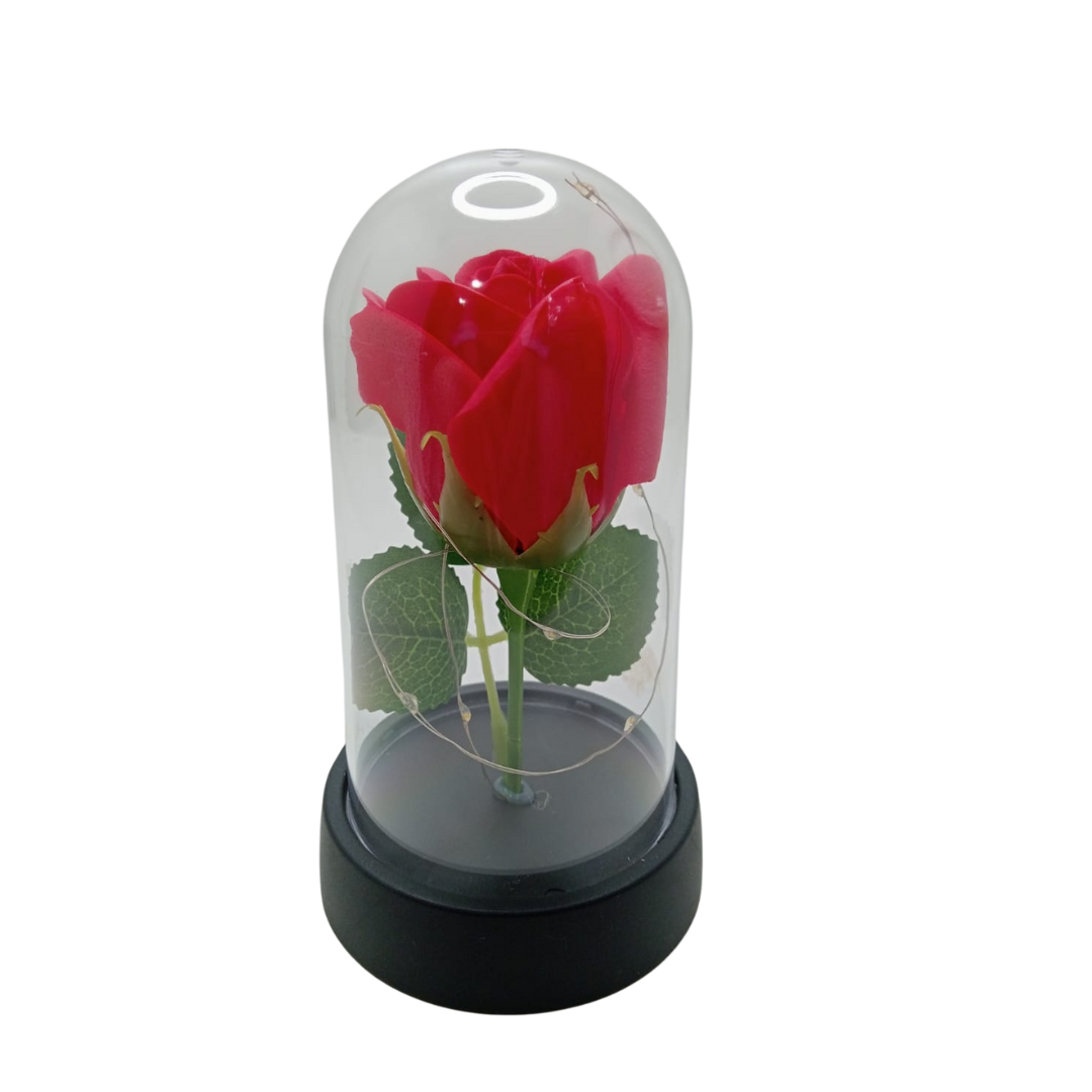 Urna de rosa eternal  con luz pequeña