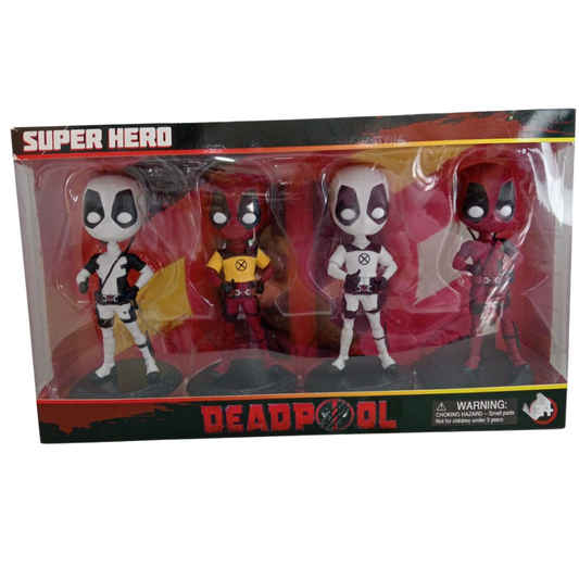 Caja x4 muñecos de deadpool