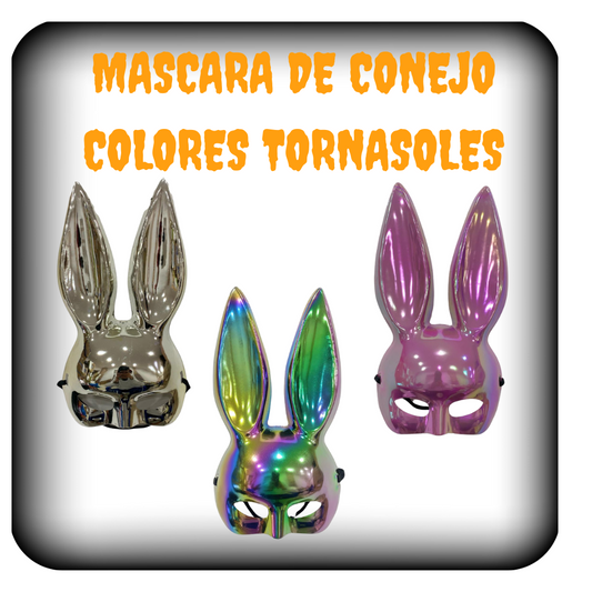 Mascara de conejo colores tornasoles