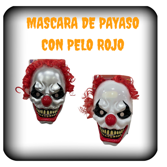 Mascara de payaso con pelo rojo