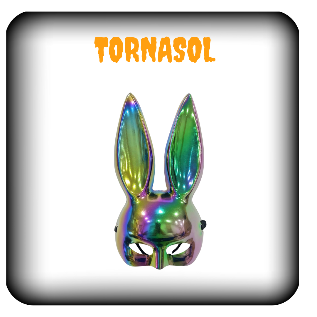 Mascara de conejo colores tornasoles