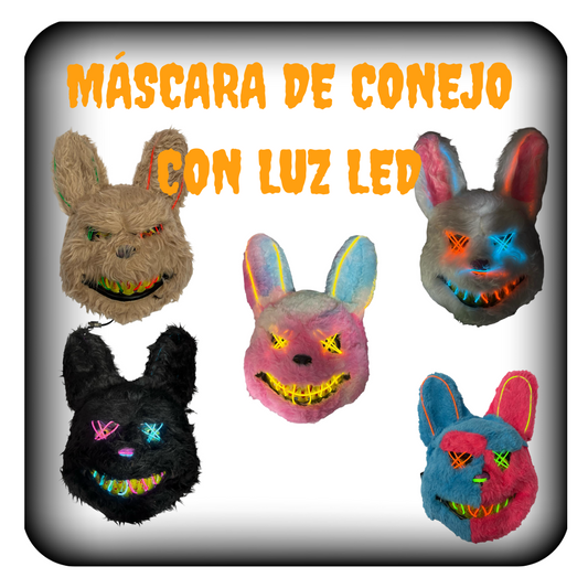 Máscara de conejo con luz LED